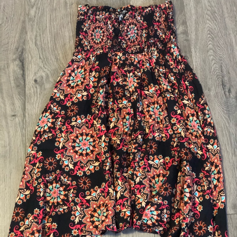 Strapless printed dress